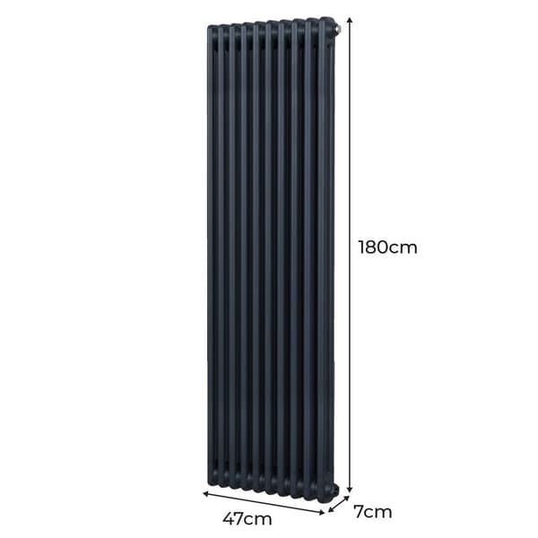 Vertical Radiator with 2 & 3 Columns Modern Central Heating Element Anthracite Gray Black White Carbon Steel Wall Mounted Kitchen Living Room Bathroom
