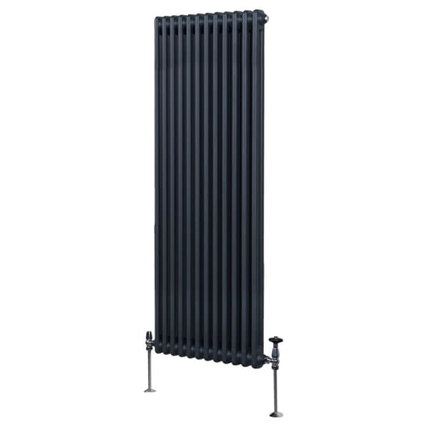 Vertical Radiator with 2 & 3 Columns Modern Central Heating Element Anthracite Gray Black White Carbon Steel Wall Mounted Kitchen Living Room Bathroom Harmaa 1800mm x 562mm - 2 Kolumner