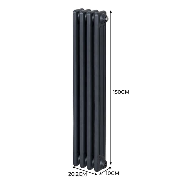 Vertical Radiator with 2 & 3 Columns Modern Central Heating Element Anthracite Gray Black White Carbon Steel Wall Mounted Kitchen Living Room Bathroom