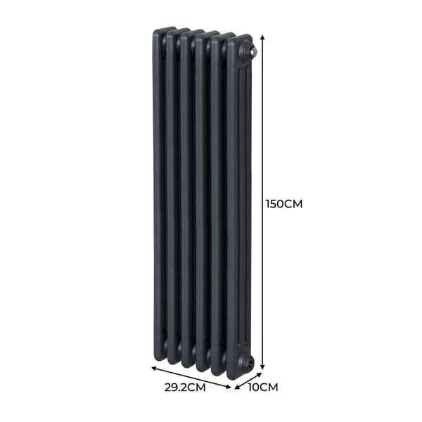 Traditionel lodret radiator med 2 og 3 søjler Moderne centralvarmeelement Antracitgrå Sort Hvid Kulstofstål Vægmonteret Køkken Stue Badeværelse