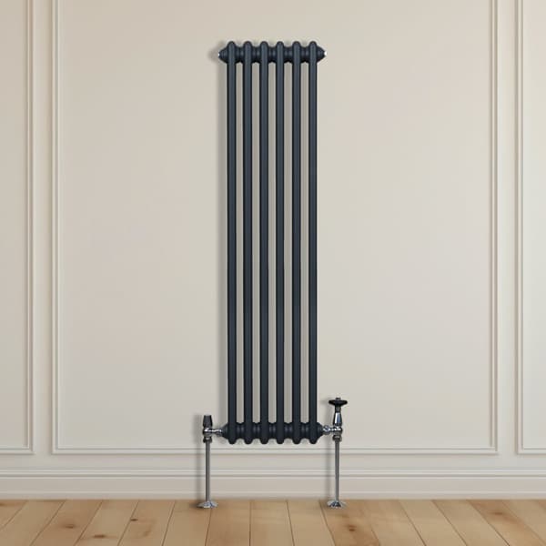 Traditionel lodret radiator med 2 og 3 søjler Moderne centralvarmeelement Antracitgrå Sort Hvid Kulstofstål Vægmonteret Køkken Stue Badeværelse