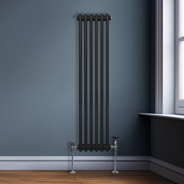 Traditionel lodret radiator med 2 og 3 søjler Moderne centralvarmeelement Antracitgrå Sort Hvid Kulstofstål Vægmonteret Køkken Stue Badeværelse