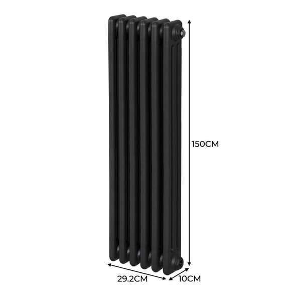 Traditionel lodret radiator med 2 og 3 søjler Moderne centralvarmeelement Antracitgrå Sort Hvid Kulstofstål Vægmonteret Køkken Stue Badeværelse