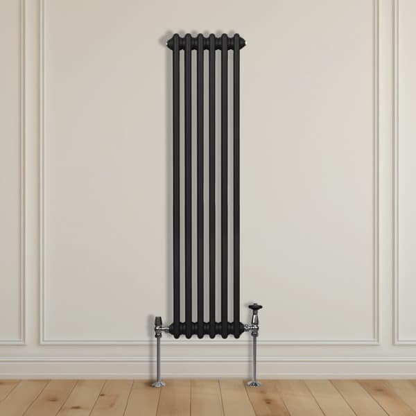 Traditionel lodret radiator med 2 og 3 søjler Moderne centralvarmeelement Antracitgrå Sort Hvid Kulstofstål Vægmonteret Køkken Stue Badeværelse