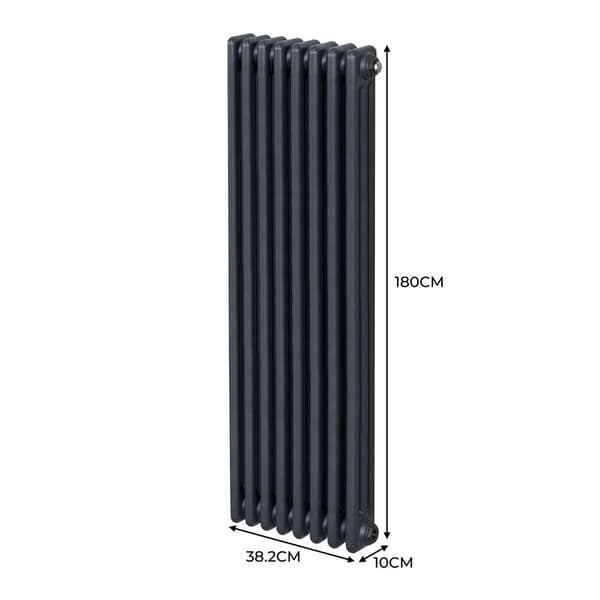 Vertical Radiator with 2 & 3 Columns Modern Central Heating Element Anthracite Gray Black White Carbon Steel Wall Mounted Kitchen Living Room Bathroom