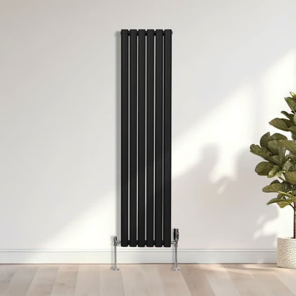 Radiatorer med Ovala Kolumner Kromventiler Dubbelpanel Centralvärme Element Grå Vit Svart Stål Horisontal Vertikal Kök Vardagsrum Monteringskit Beslag