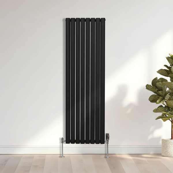Radiatorer med Ovala Kolumner Kromventiler Dubbelpanel Centralvärme Element Grå Vit Svart Stål Horisontal Vertikal Kök Vardagsrum Monteringskit Beslag