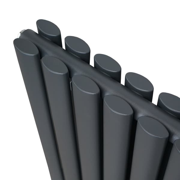 Oval Column Radiators TRV's Double Panel Central Heating Radiator Gray White Black Steel Horizontal Vertical Kitchen Living Room Mounting Kit Fittings