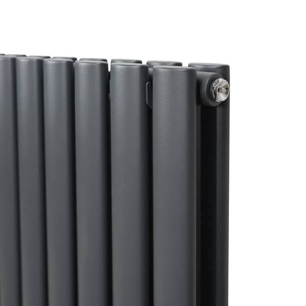 Oval Column Radiators TRV's Double Panel Central Heating Radiator Gray White Black Steel Horizontal Vertical Kitchen Living Room Mounting Kit Fittings