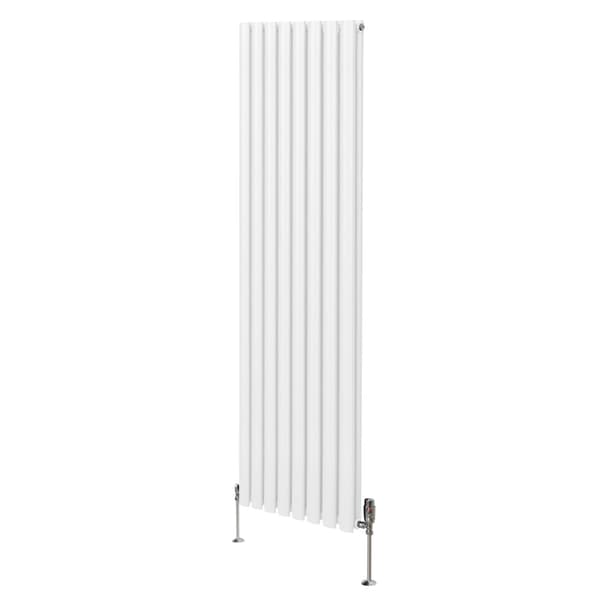 Ovale søjle Radiatorer Ventiler Dobbeltpanel Centralvarmeelement Grå Hvid Sort Stål Vandret Lodret Køkken Stue Monteringssæt Beslag Hvid 1800mm x 480mm