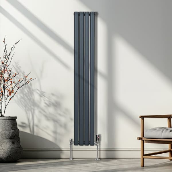 Radiatorer Ovale Søjler Moderne Dobbeltpanel Centralvarme Element Grå Sort Hvid Stål Vandret Lodret Køkken Stue Rengøringsbørste Monteringssæt