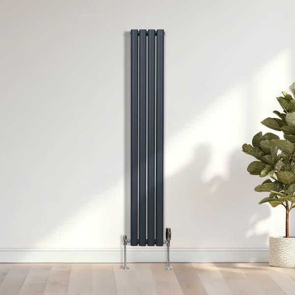 Radiatorer Ovale Søjler Moderne Dobbeltpanel Centralvarme Element Grå Sort Hvid Stål Vandret Lodret Køkken Stue Rengøringsbørste Monteringssæt