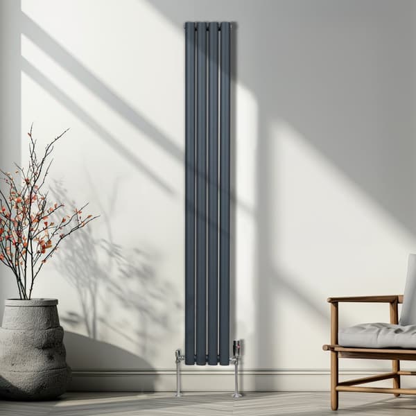 Radiatorer Ovale Søjler Moderne Dobbeltpanel Centralvarme Element Grå Sort Hvid Stål Vandret Lodret Køkken Stue Rengøringsbørste Monteringssæt