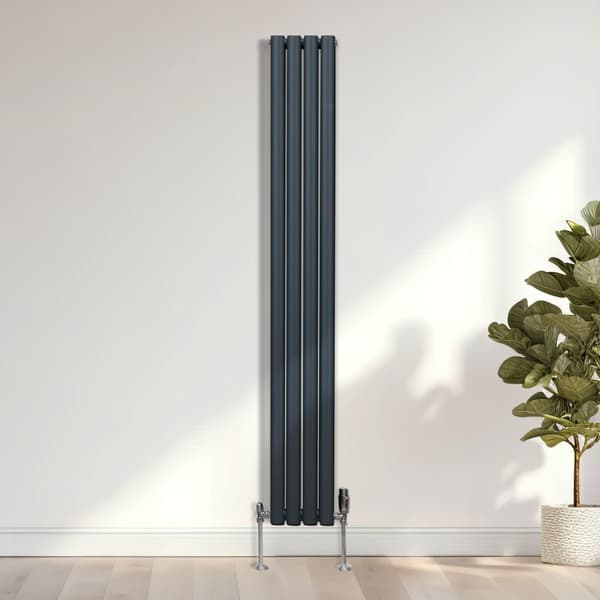 Radiatorer Ovale Søjler Moderne Dobbeltpanel Centralvarme Element Grå Sort Hvid Stål Vandret Lodret Køkken Stue Rengøringsbørste Monteringssæt