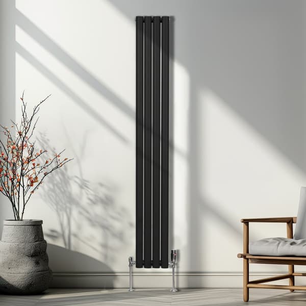 Radiatorer Ovale Søjler Moderne Dobbeltpanel Centralvarme Element Grå Sort Hvid Stål Vandret Lodret Køkken Stue Rengøringsbørste Monteringssæt