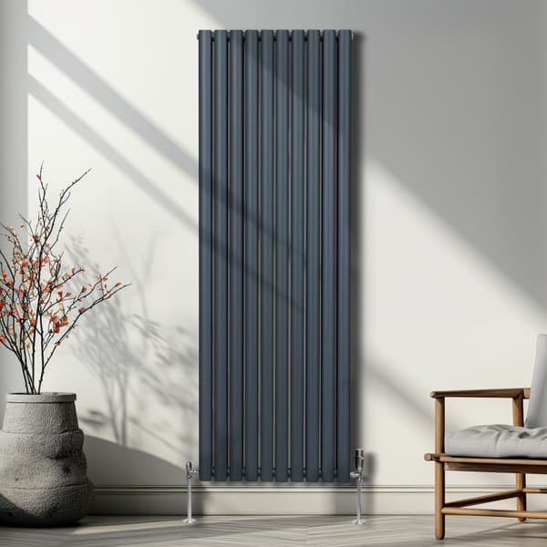 Radiatorer Ovale Søjler Moderne Dobbeltpanel Centralvarme Element Grå Sort Hvid Stål Vandret Lodret Køkken Stue Rengøringsbørste Monteringssæt