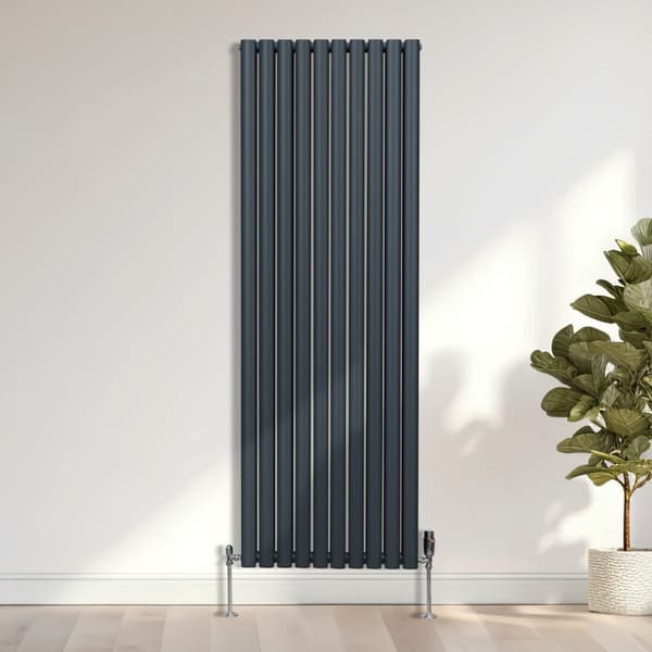 Radiatorer Ovale Søjler Moderne Dobbeltpanel Centralvarme Element Grå Sort Hvid Stål Vandret Lodret Køkken Stue Rengøringsbørste Monteringssæt