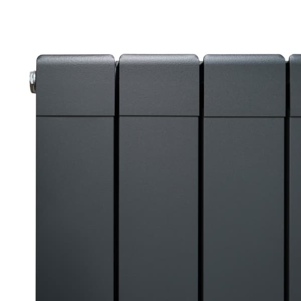 Aluminum Radiator & Chrome Valves Vertical Double Flat Panel Lightweight Modern Central Heating Anthracite Gray Kitchen Living Room Cleaning Brush