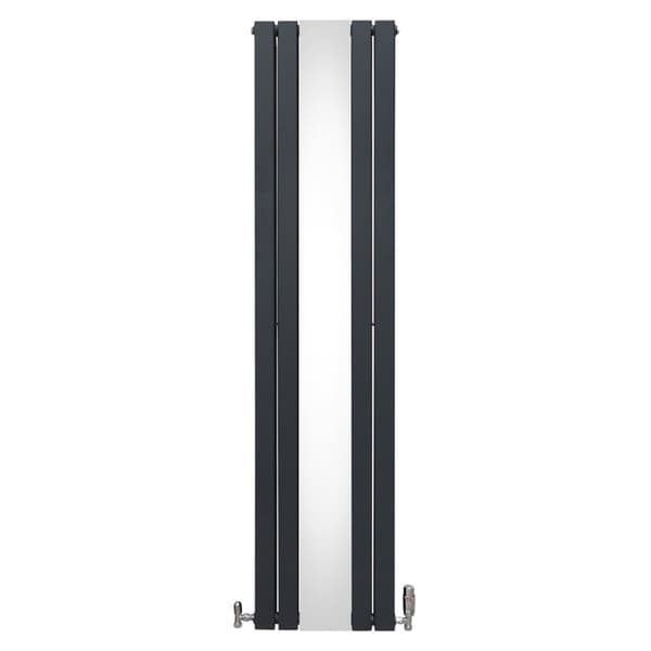 Fladskærm Radiator & Spejl 1800mm & Kromventiler Designer Lodret Grå Sort Hvid Kulstofstål Vægmonteret Køkken Stue Rengøringsbørste Monteringssæt