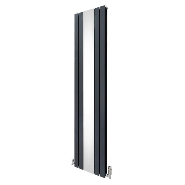 Fladskærm Radiator & Spejl 1800mm & Kromventiler Designer Lodret Grå Sort Hvid Kulstofstål Vægmonteret Køkken Stue Rengøringsbørste Monteringssæt