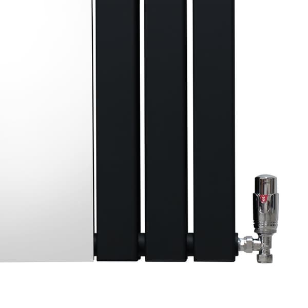 Fladskærm Radiator & Spejl 1800mm & Kromventiler Designer Lodret Grå Sort Hvid Kulstofstål Vægmonteret Køkken Stue Rengøringsbørste Monteringssæt