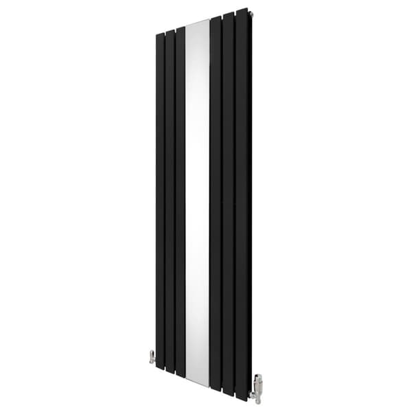 Fladskærm Radiator & Spejl 1800mm & Kromventiler Designer Lodret Grå Sort Hvid Kulstofstål Vægmonteret Køkken Stue Rengøringsbørste Monteringssæt