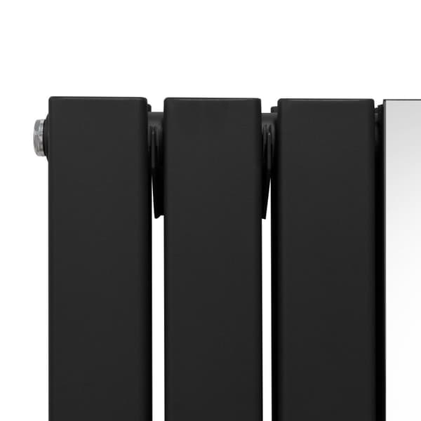 Fladskærm Radiator & Spejl 1800mm & Kromventiler Designer Lodret Grå Sort Hvid Kulstofstål Vægmonteret Køkken Stue Rengøringsbørste Monteringssæt