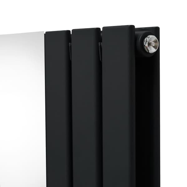 Fladskærm Radiator & Spejl 1800mm & Kromventiler Designer Lodret Grå Sort Hvid Kulstofstål Vægmonteret Køkken Stue Rengøringsbørste Monteringssæt