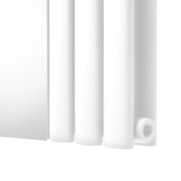 Radiator med Ovale Paneler & Spejl 1800 mm & Ventil Designer Dobbelt Søjle Lodret Grå Sort Hvid Kulstofstål Vægmonteret Køkken Stue Monteringssæt
