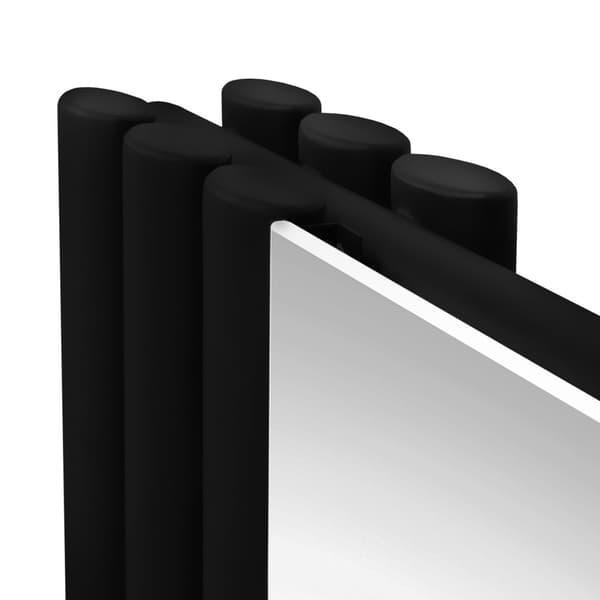 Radiator med Ovale Paneler & Spejl 1800 mm & Ventil Designer Dobbelt Søjle Lodret Grå Sort Hvid Kulstofstål Vægmonteret Køkken Stue Monteringssæt
