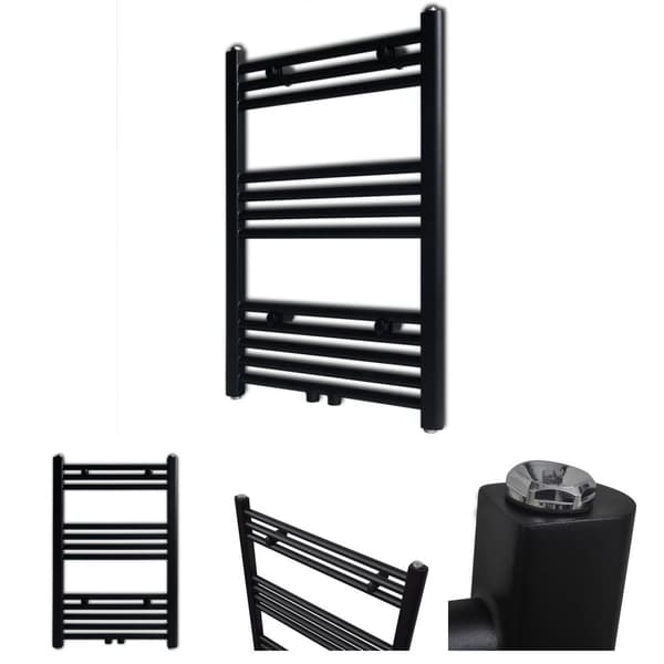 Handdukstork centralvärme element rak 500 x 764 mm svart -  Värmeelement