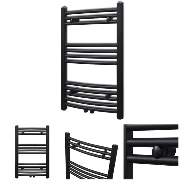 Handdukstork centralvärme element båge 500 x 764 mm svart -  Värmeelement