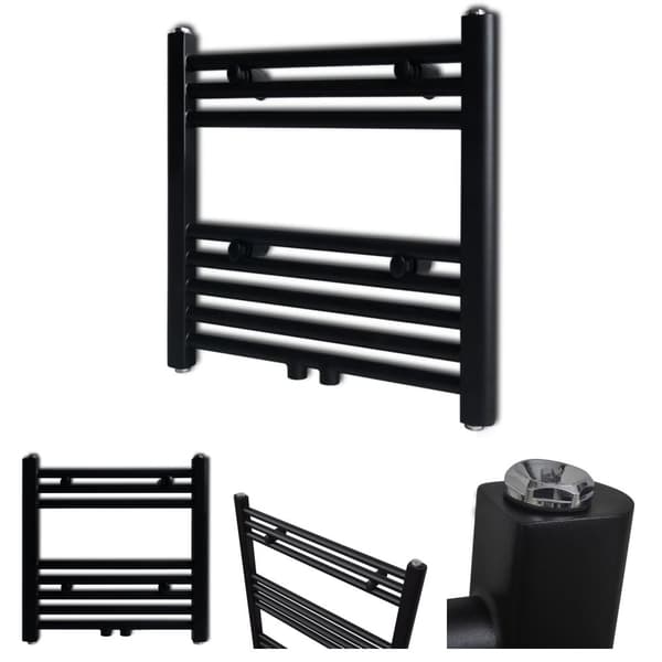 Handdukstork centralvärme element rak 480 x 480 mm svart - Värmeelement ...