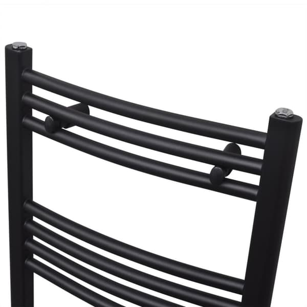 Lämpöpatterit - Kylpyhuoneen keskuslämmityspyyheteline musta kaareva 480 x 480 mm