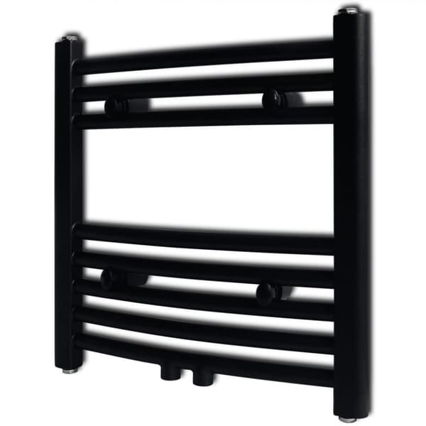Lämpöpatterit - Kylpyhuoneen keskuslämmityspyyheteline musta kaareva 480 x 480 mm