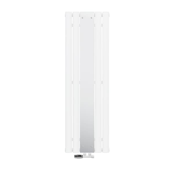 Kylpyhuonepatteri keskiliitäntä peilillä 450x1200 mm valkoinen sis. seinäliitäntäsarjan termostaatilla LuxeBath