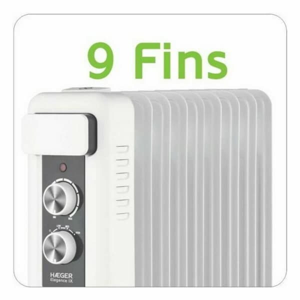 Oljefylt Radiator (9 kammer) Haeger OH-009.008A Hvit 2000 W