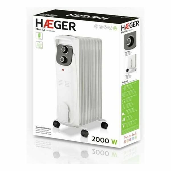 Oljefylt Radiator (9 kammer) Haeger OH-009.006A Hvit 2000 W