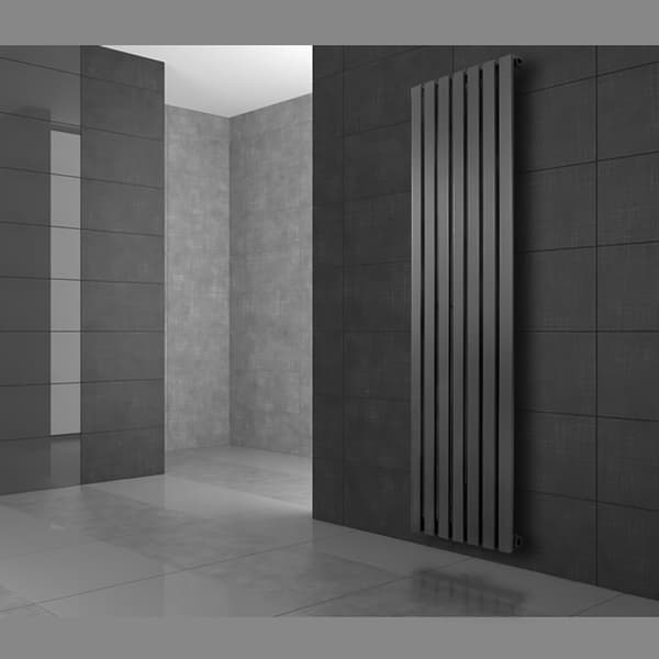 Badrumsradiator Stella 260x1400 mm antracit med vägganslutningssats