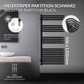 Miniatyrbild 2 av 9: Elektrisk badrumsradiator med värmeelement 900W 500x1200 mm svart matt med termostat touch control LuxeBath