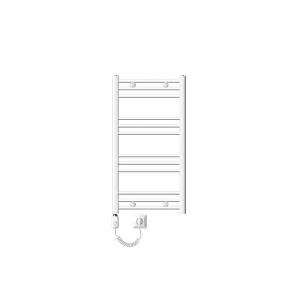 Kylpyhuonepatteri Sähköinen lämmityselementillä 600W 500x800 mm Valkoinen kaareva sivuliitännällä varustettuna