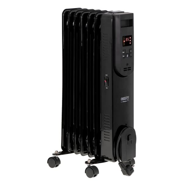 Elektrisk oliefyr med fjernbetjening CAMRY CR 7812, 7 ribber, 1500 W sort