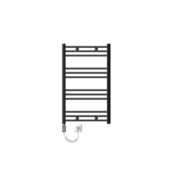 Elektrisk badeværelsesradiator med varmeelement 600W 600x800 mm antracit lige med sidetilslutning LuxeBath