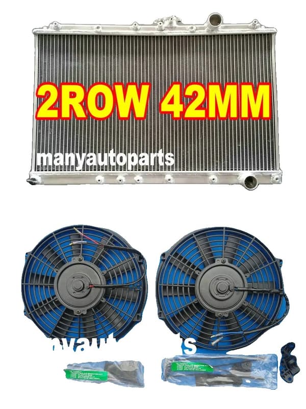 Aluminium Racing Radiator til Mitsubishi EVO 1/2/3, 40% Øget Kølekapacitet, Fuldstændig TIG-svejset,Kun radiator Radiator And Fans