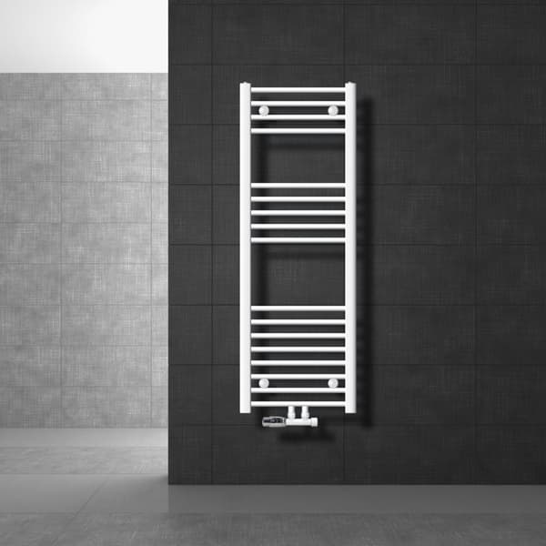 Kylpyhuonepatterin keskiliitäntä 400x1200 mm valkoinen suora seinäliitäntäsarjalla LuxeBath