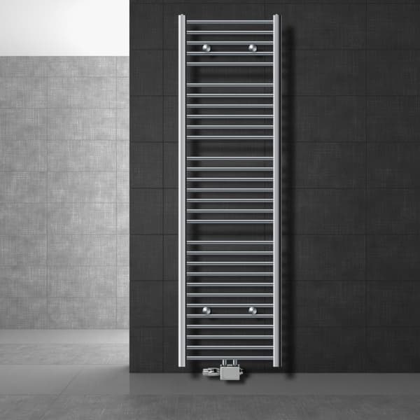 Badeværelsesradiator Sahara 500x1800 mm krom lige med centertilslutning og universaltilslutningssæt