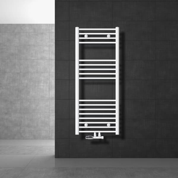 Badeværelsesradiator Sahara 500 x 1200 mm hvid lige + centertilslutning