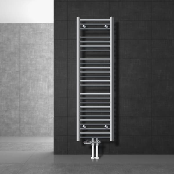 Kylpyhuonepatterin keskiliitäntä 400x1500 mm kromattu suora jalkaliitäntäsarjalla LuxeBath