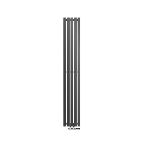 Lodret panelradiator 260x1800 mm antracit med centertilslutning og LuxeBath vægtilslutningssæt