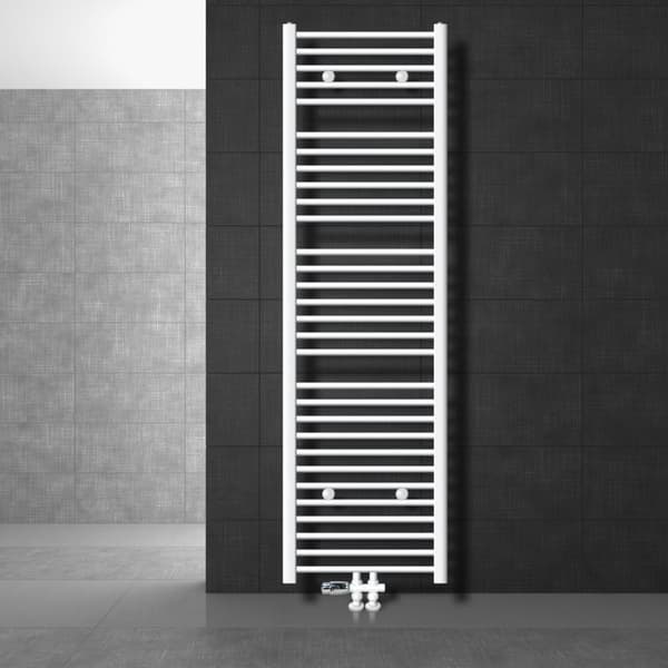 Badrumsradiator centrumanslutning 500x1800 mm vit rak med basanslutningssats LuxeBath